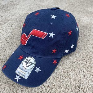 Utah Jazz '47 Brand Clean-Up Hat‎ Confetti Stars Women's Blue Adjustable Cap NWT